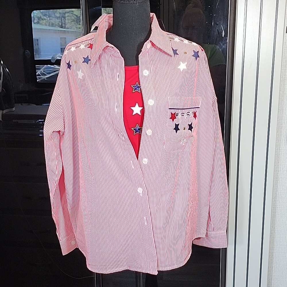 NATIONAL 2 PIECE BUTTON DOWN TOP - Picture 2 of 7